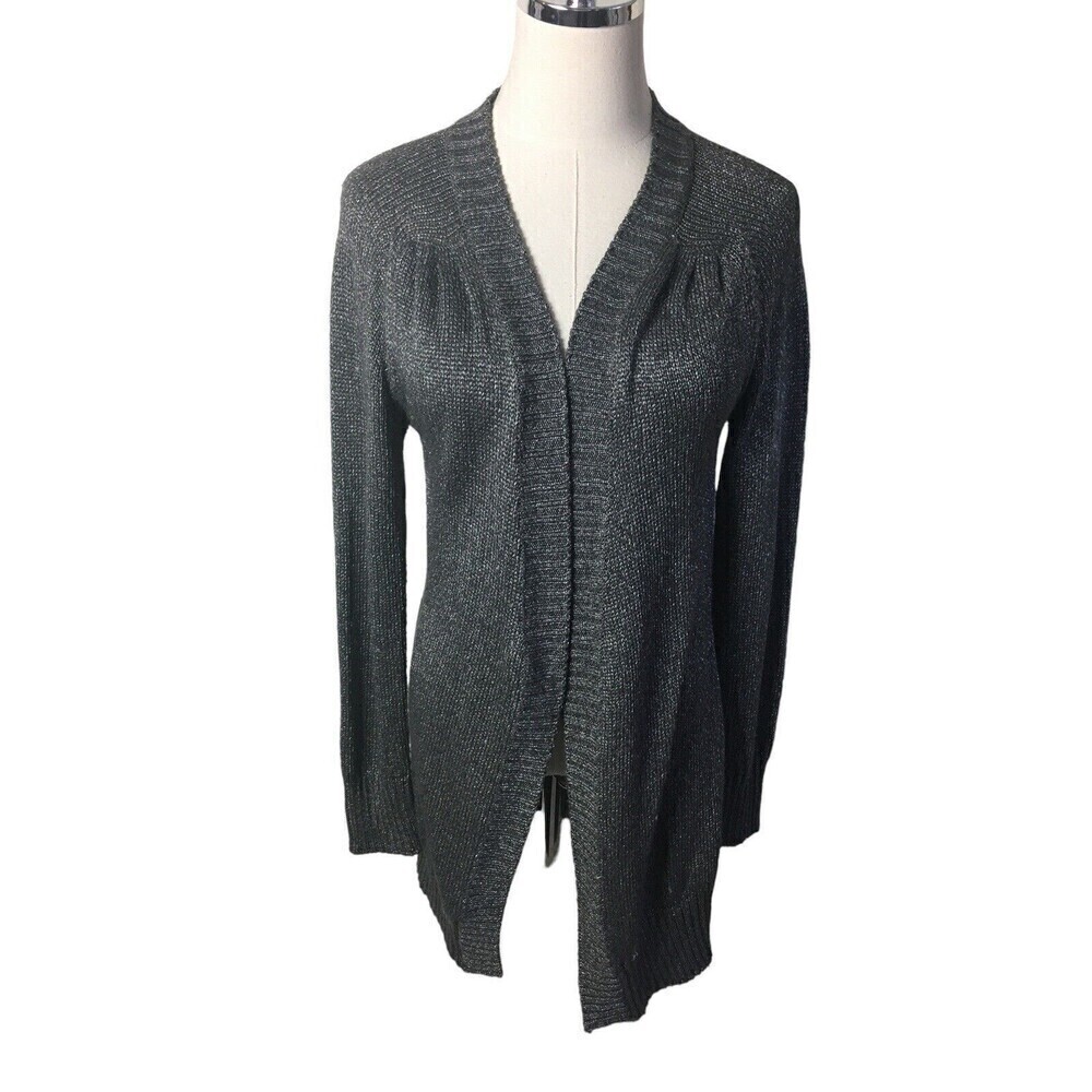 Hallhuber Silver Size Small Cardigan Open Front Sweater Gray Metallic Women's